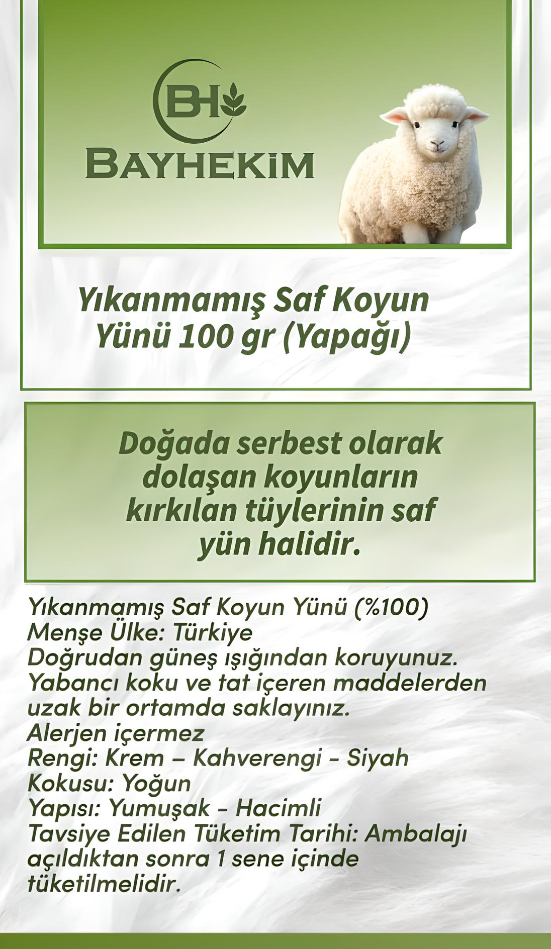Yıkanmamış Saf Koyun Yünü (Yapağı) 100 Gr