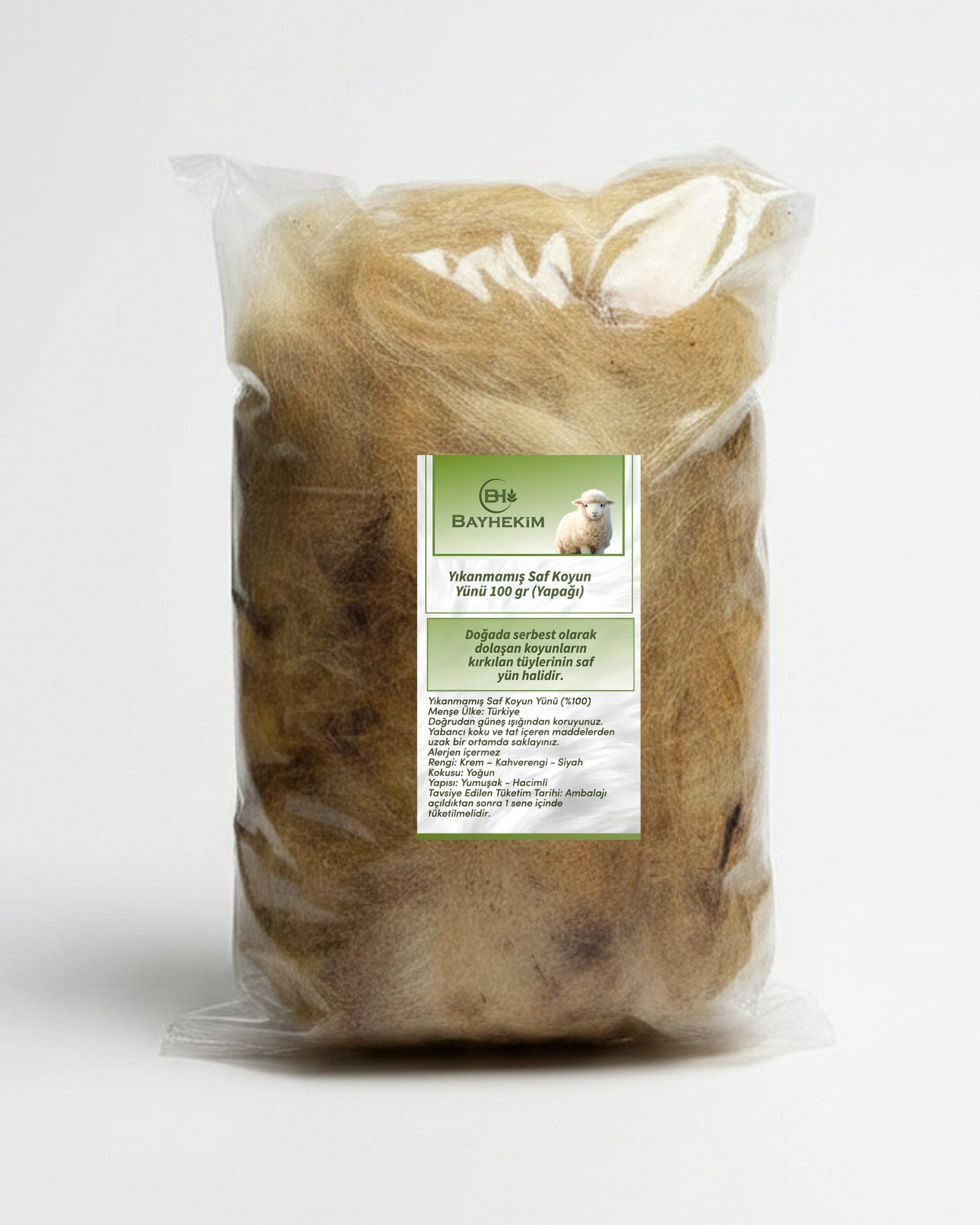 Yıkanmamış Saf Koyun Yünü (Yapağı) 100 Gr